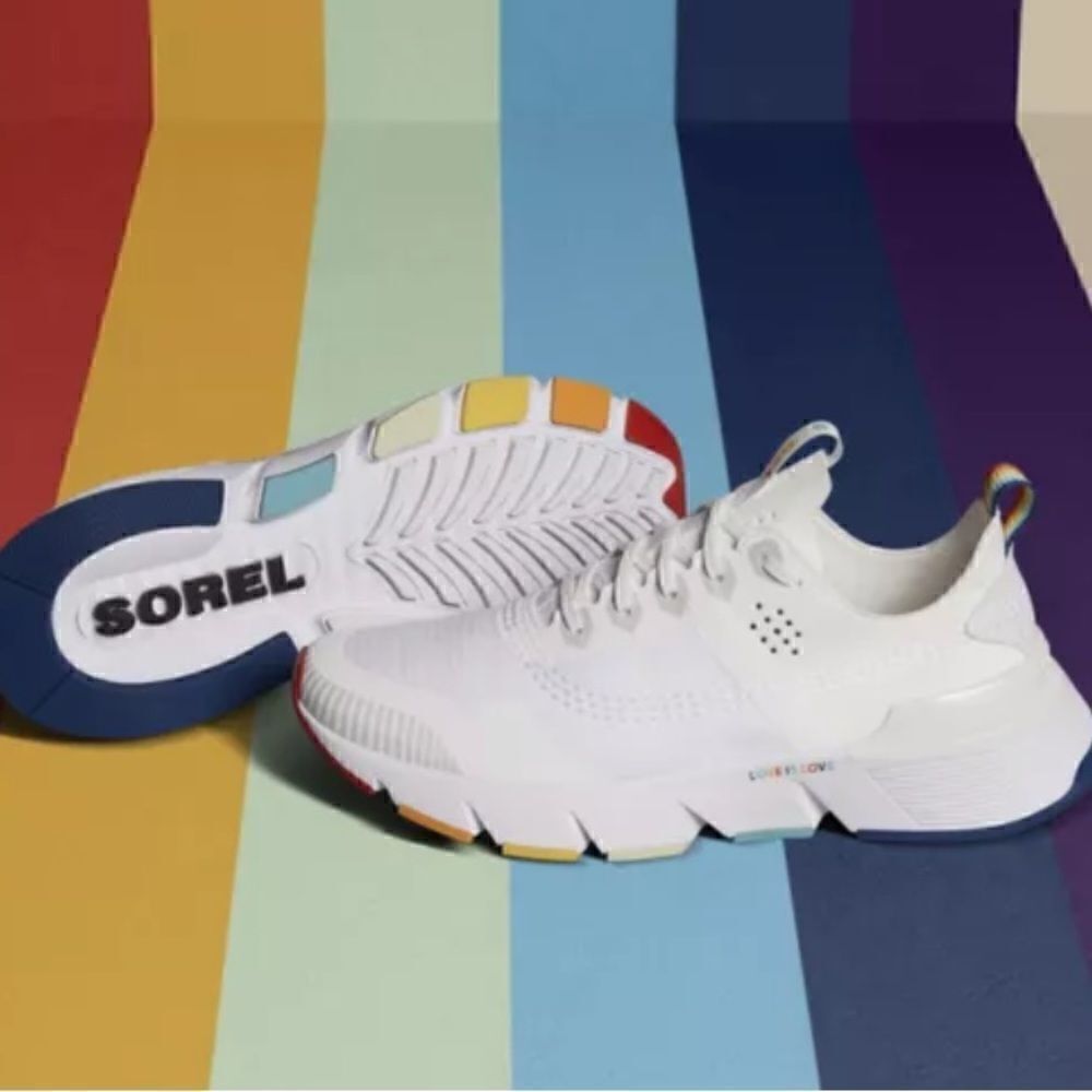 Sorel Women’s kinetic rush rainbow EVA footbed lightweight white sneaker Sz 11